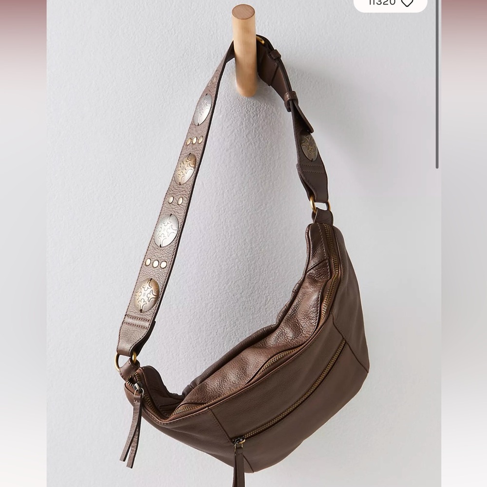 NWT Free People Wilder Embellished Sling cross body bag. Chocolate brown.